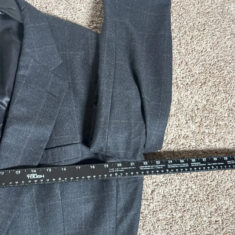 Vintage Burberrys Mens Wool Blazer Grey Windowpane Sport Coat 42R